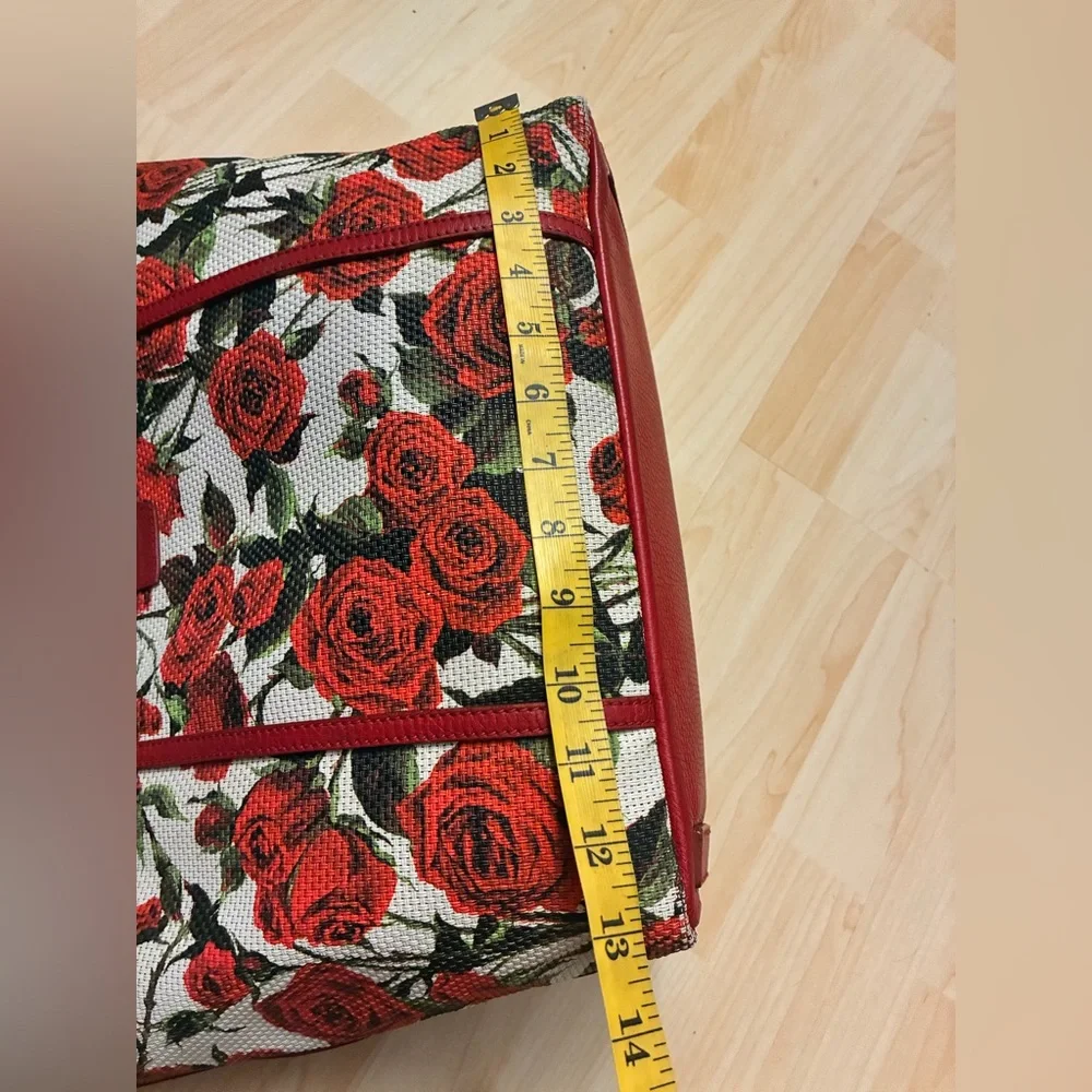Dolce and Gabbana Red Rose Print Tote Bag - Women